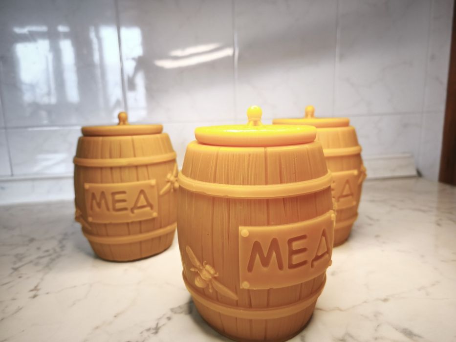 Воскова бочечка для меду  500 мл. 100% бджолиний віск. Еко тара.