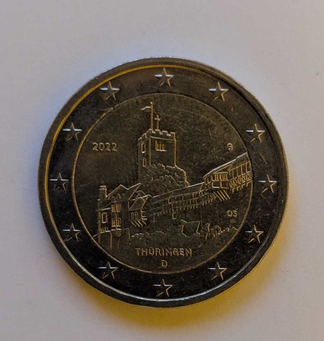 Moeda 2€ - Alemanha - 2022 - Turíngia  - Letras A , D , F , G e J