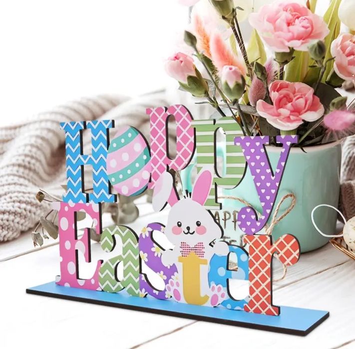 Placa de Madeira - Happy Easter / Feliz Pascoa