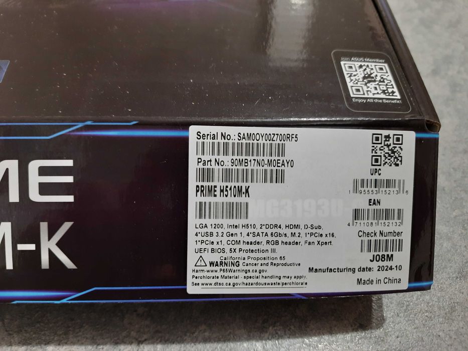 Не вскрывать! МП Asus Prime H510M-K, Intel i5-10400