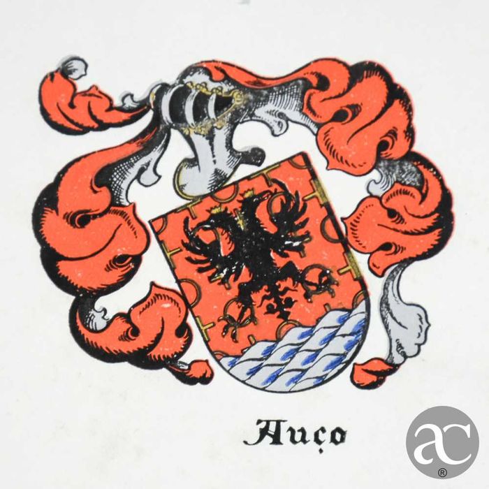 Litografia heráldica emoldurada em madeira dourada e vidro nº2
