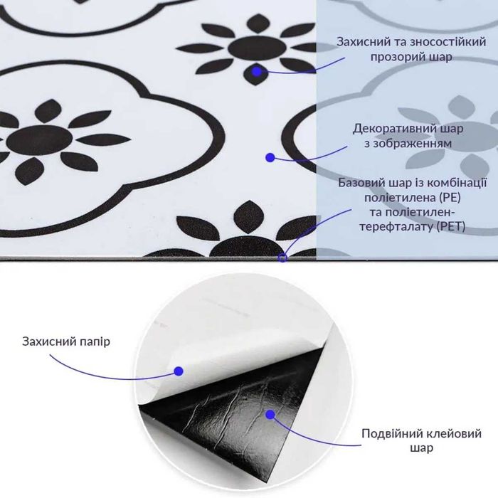 Самоклеюча вінілова плитка 600х600