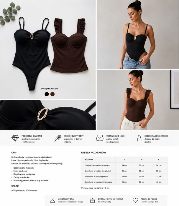 Czarne stylowe body