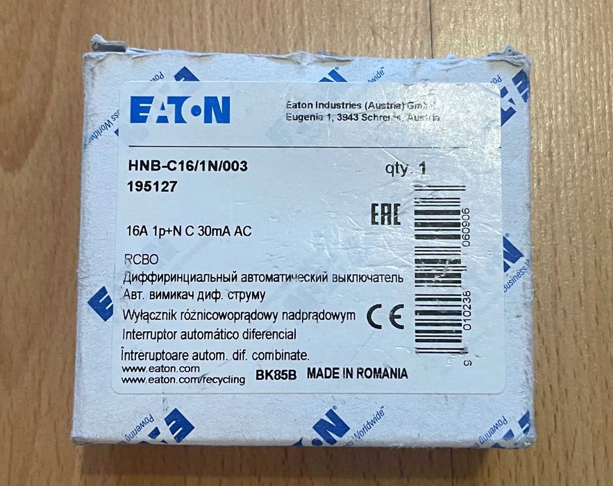 Диференційний автомат EATON PFL6-16/1N/C/003