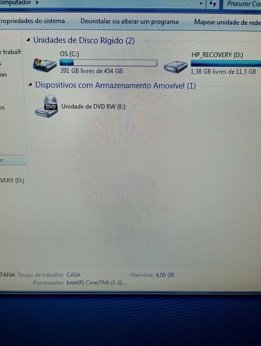 Computador HP com Windows 7