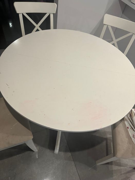 Stół rozkładany, biały, 110/155 cm