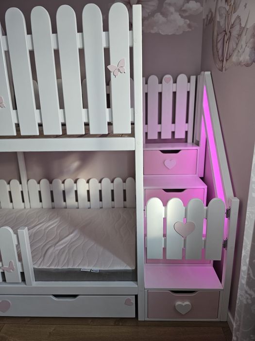 Łóżko piętrowe domek drewniany 90x180