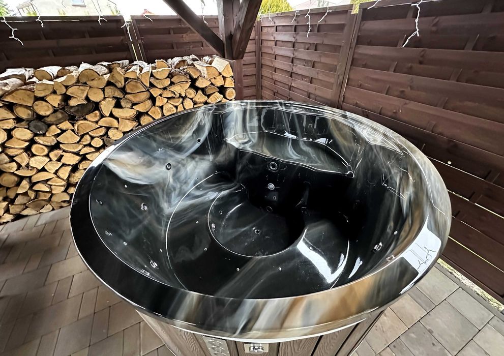 Balia Bania Jacuzzi Ogrodowe Hot Tub 200/225cm Kompozyt Piec na Drewno