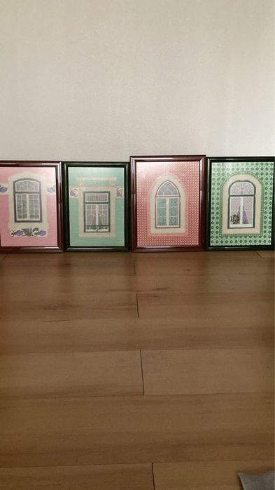 Quadros janelas de lisboa em ponto cruz