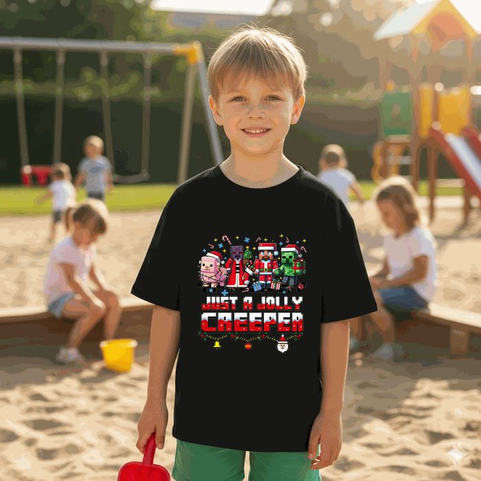 Koszulka dziecięca czarna świąteczny minecraft prezent święta 116