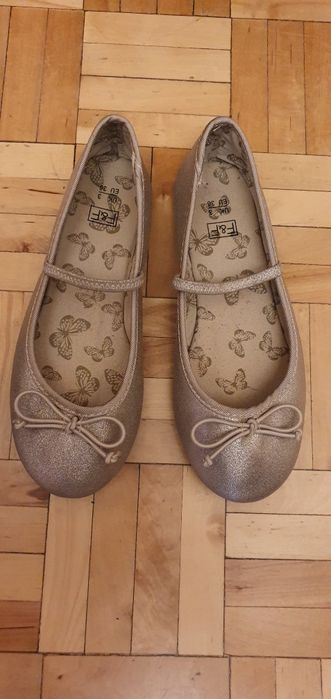 Balerinki złote kokardka z paskiem 36 F&F