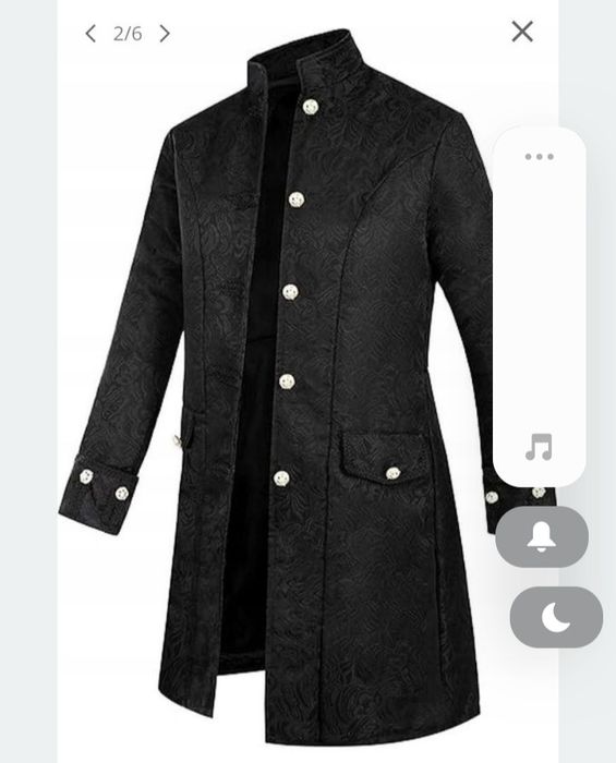 XL.Surdut płaszcz FOVER męska w stylu vintage steampunk z falbaną, śre