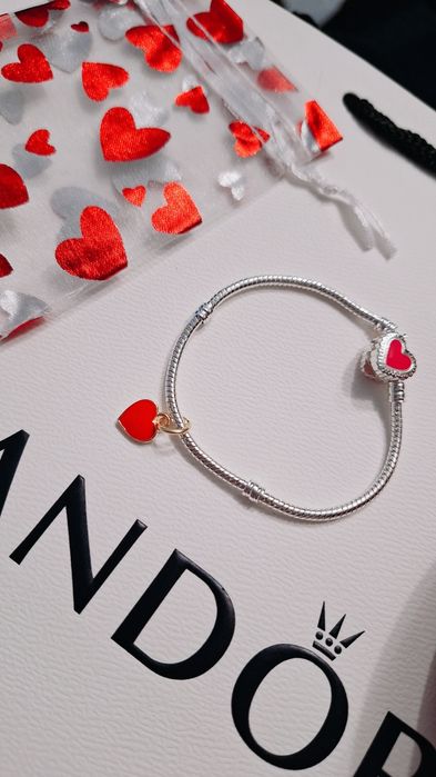 Zawieszka czerwone serduszko charms do Pandora - Prezent na Walentynki