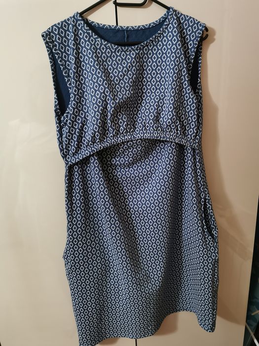 Sukienka ciążowa do karmienia Oasi 42 XL niebieska kieszenie