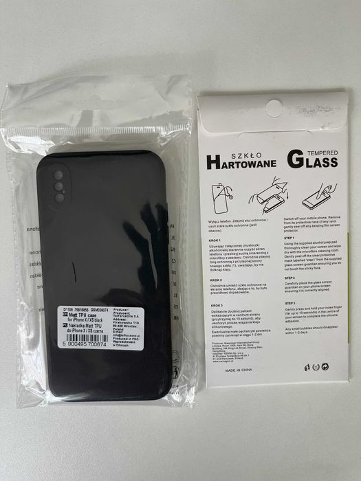 Etui do iPhone X/XS (Czarne, Matowe, Obudowa Slim, Silikon) + SZKŁO 9H