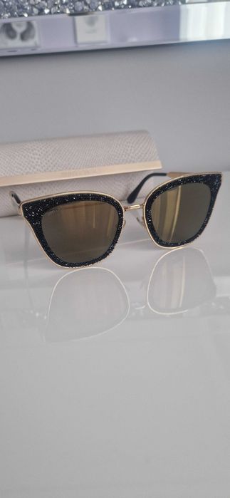 Jimmy Choo okulary przeciwsłoneczne Lizzy czarne zlote