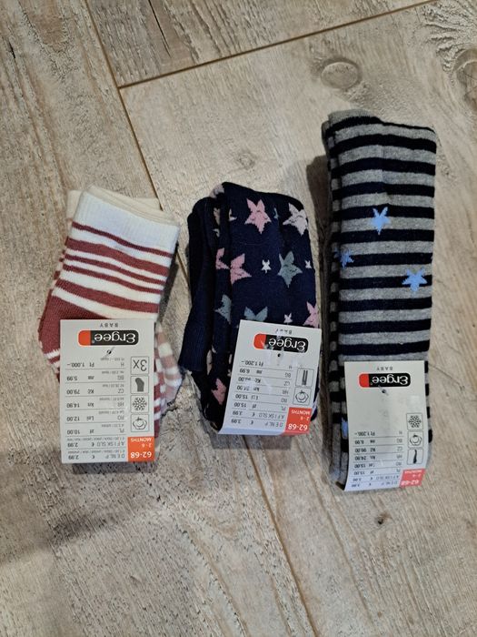 Rajtuzy/rajstopy x2,  skarpetki x3/ocieplane/termo - rozm 62-68