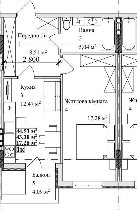 1-комнатная квартира по адресу ул. Сергея Зулинского (площадь 45 м²) - Atlanta.ua - фото 8