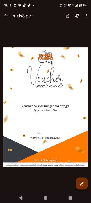 Voucher na skok na bungee Kraków dla dwojga