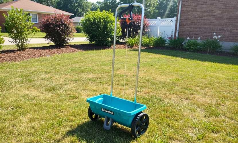 Ręczny siewnik ogrodowy szerokość 45 cm do nawozów granulatu warzyw