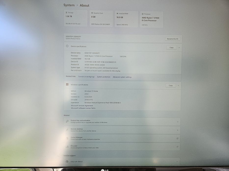 PC Gaming + Monitor LG 4K + RX 580 + SSD NVMe