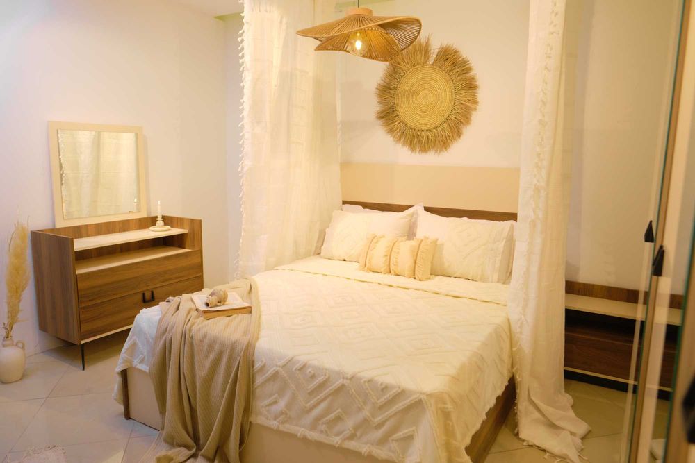 Conjunto Quarto Completo Casal Novo | Cama Roupeiro Cómoda Mesa