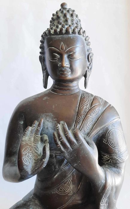 Budda Duża Stara Figura Brąz