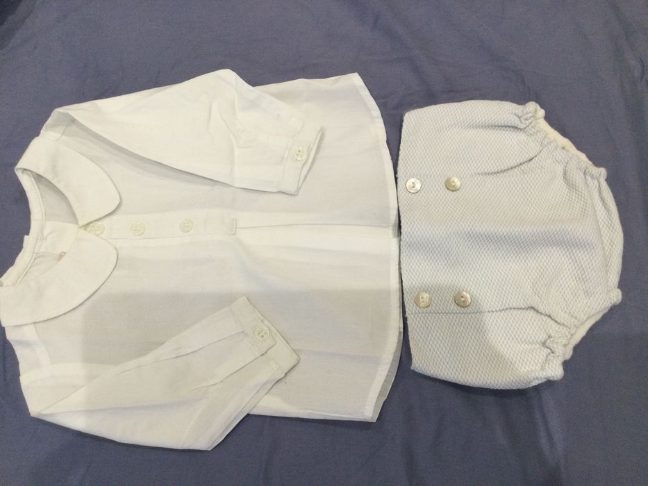 Conjunto camisa chicco e calções Maria Malmequer 3 meses