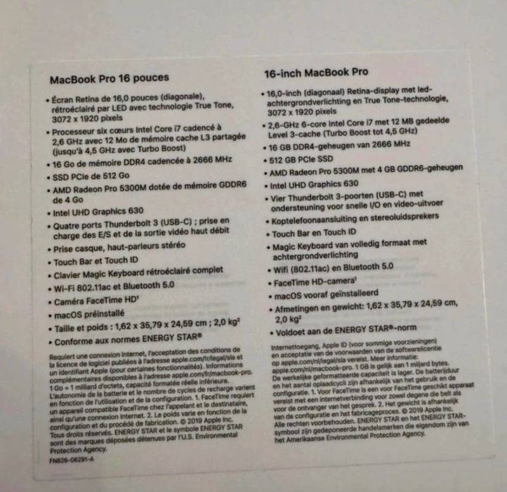 Apple MacBook Pro - 16 polegadas - 16GB RAM -512GB HD - Intel i7
