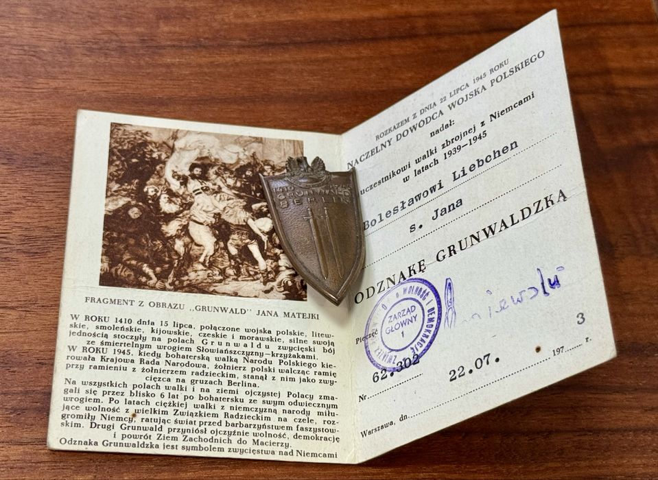 Odznaka Grunwald Berlin  + Legitymacja PRL