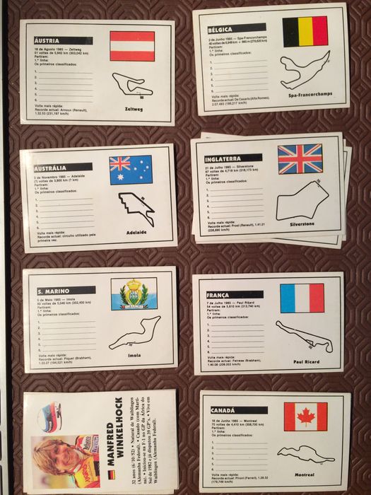 Calendários Formula 1 1985