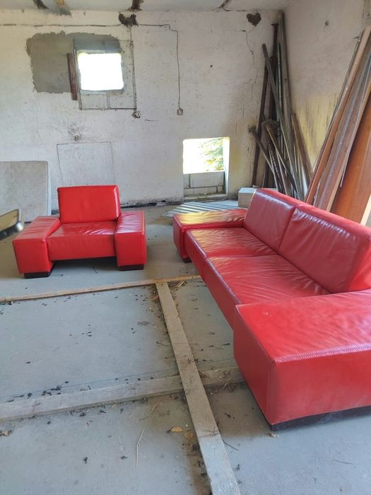 Komplet wypoczynkowy skórzany sofa  + fotel.