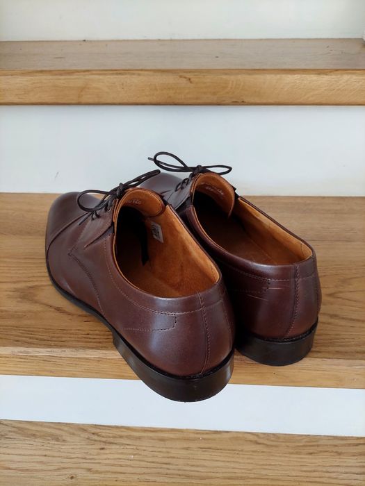 Ryłko, brązowe eleganckie sznurowane męskie półbuty, skóra 100% r. 46