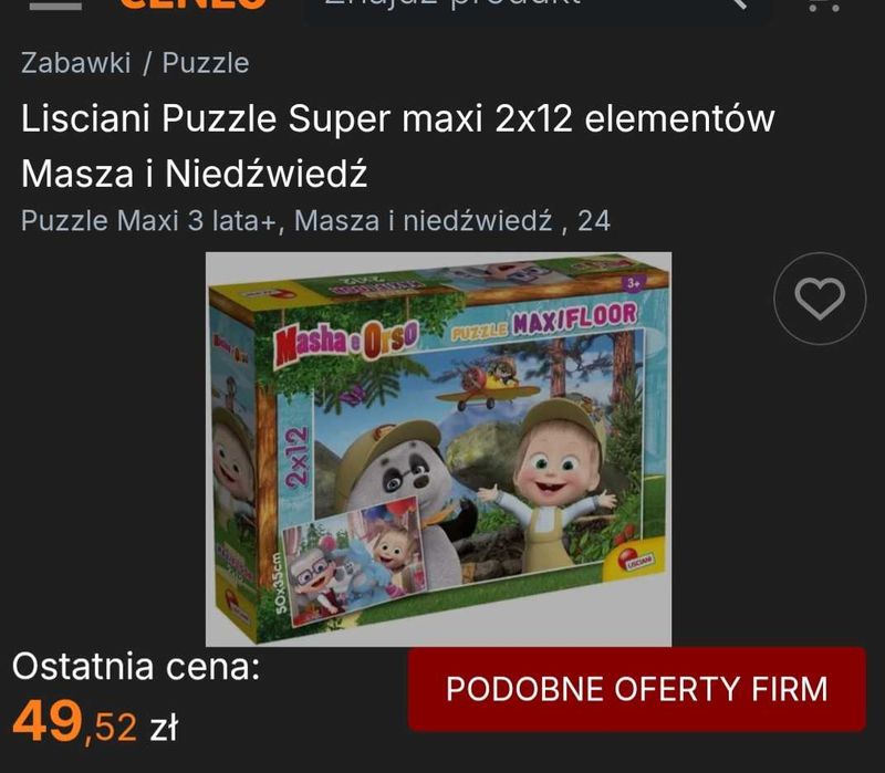 Puzzle Masza Lisciani 2 x 12