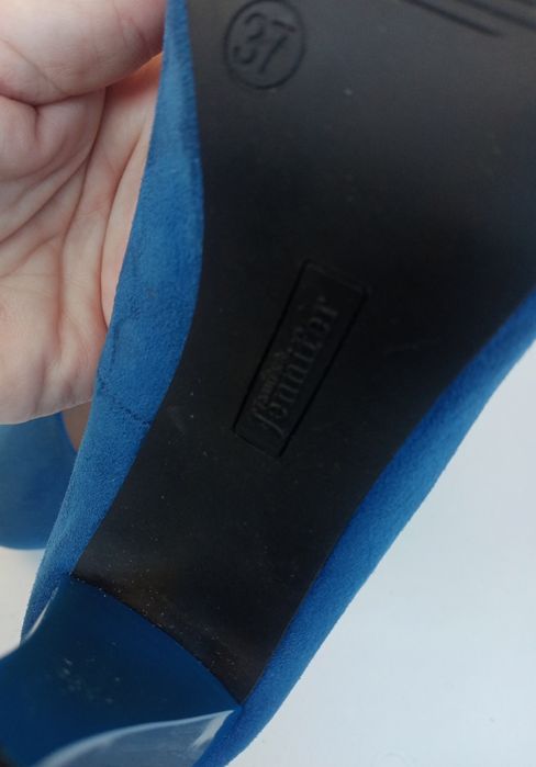 Nowe wysokie chabrowe niebieskie szpilki czółenka buty damskieJennifer