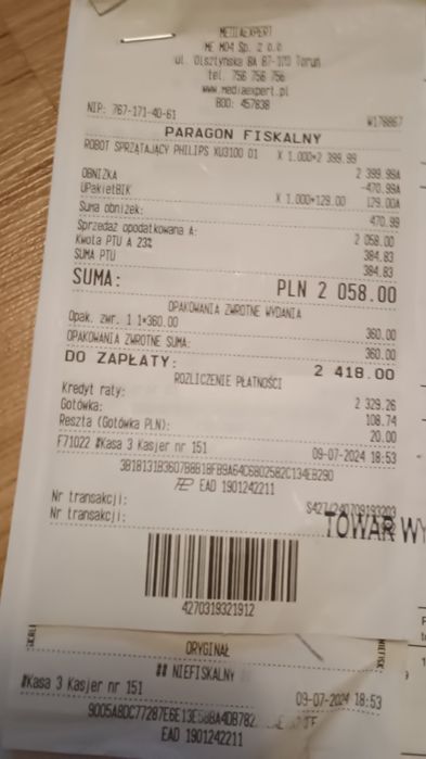 Robot sprzątający Philips aqua 3000