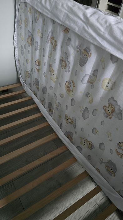 Дитяче ліжко сіре + матрас + наматрасник + непромок. простинь в подару