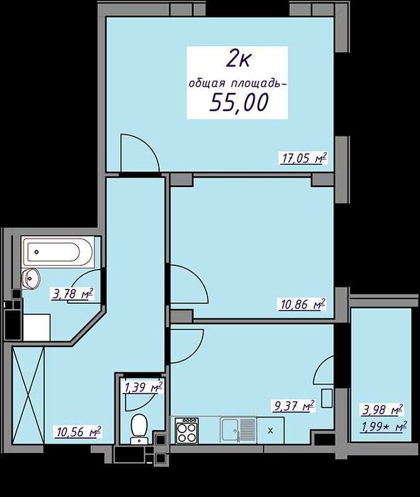 2-кімнатна квартира за адресою вул. Південна (площа 53,6 м²) - Atlanta.ua - фото 7