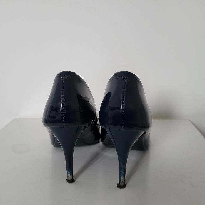 Szpilki czółenka granatowe 37 24 cm 8 cm buty damskie  półbuty