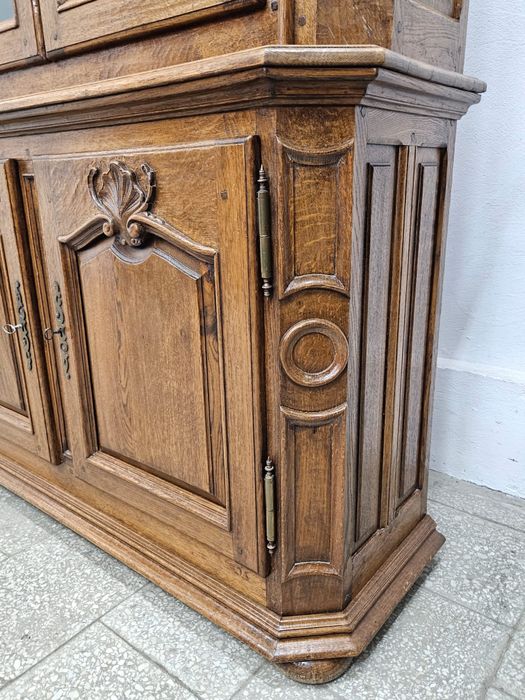 Stylowy dębowy kredens biblioteczka witryna Francja /