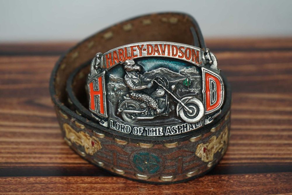 Harley Davidson_Chopper Cruiser_Vintage Moto Pasek Skórzany Meski_XL