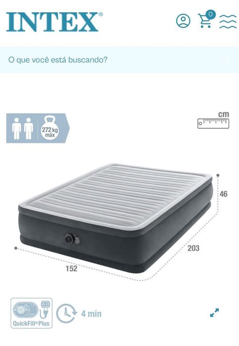 Colchão Insuflável INTEX Dura-Beam Deluxe - Comfort-Plush Elevated Cinzento (PVC - 152 x 203 x 46 cm)