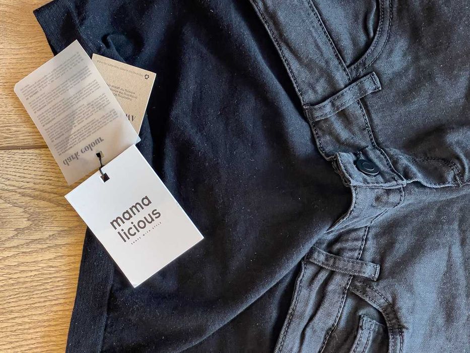 jeansy rurki czarne mamalicious 28/32 36/38 stretch ciążowe