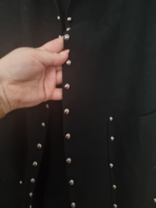 Sweter kardigan długi czarny ćwieki Bluoltre r. S/M