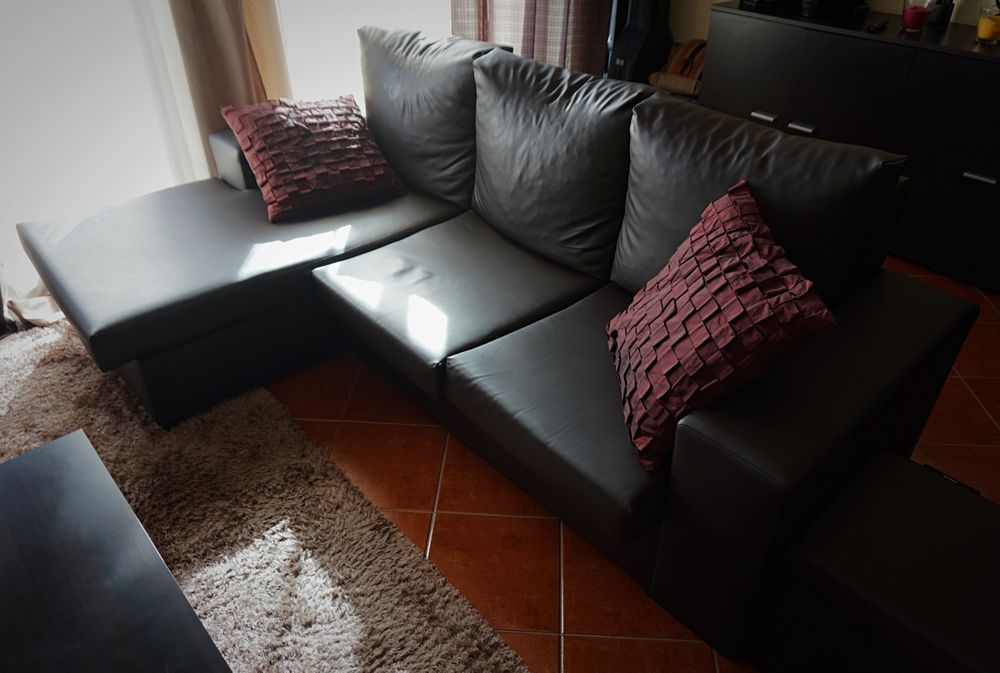 Sofá de 3 Lugares com Chaise Longue Reversível – Como Novo!