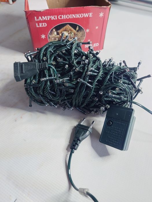 Lampki choinkowe 500 LED 32 metry zimny biały NA ZEWNĄTRZ IP44 Nowe