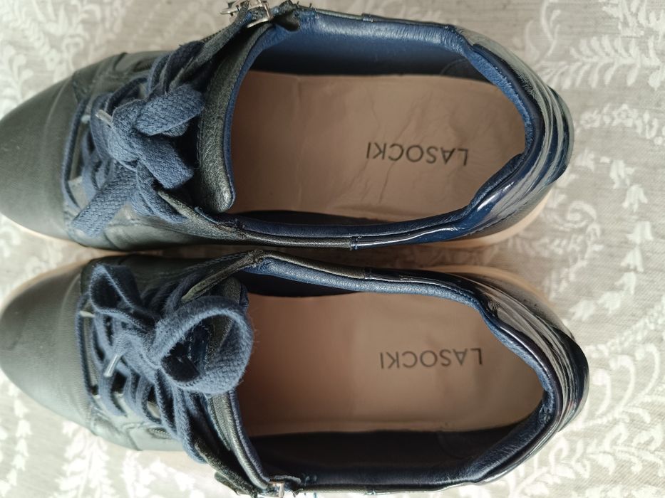 Buty Lasocki skórzane, granatowe, adidasy, sneakersy, stan bdb
