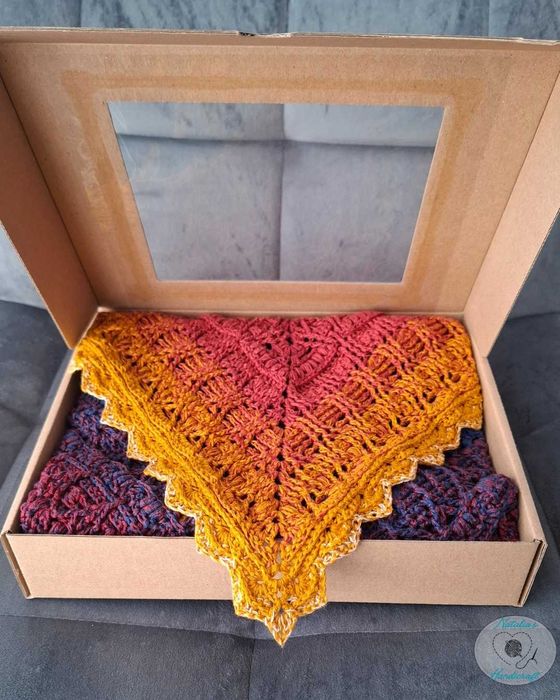 Chusta Sorpresa Handmade | Granat-Malaga-Musztarda | Prezent