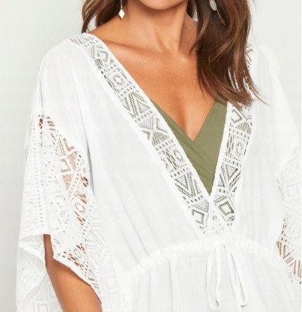 B.P.C plażowa tunika biała boho z koronką r.48/50