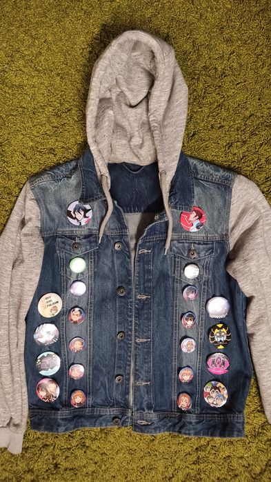 Kurtka jeansowa jeans z kapturem Livergy x Voltron custom jak nowa